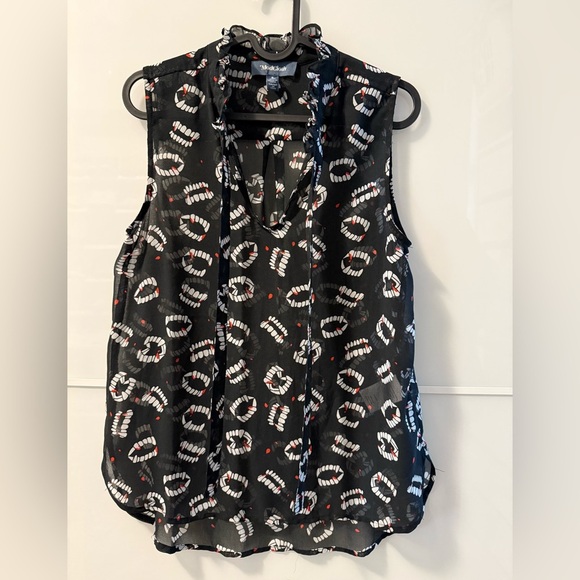 Modcloth Tops - Modcloth Halloween Vampire Black and White Patterned Blouse